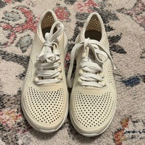 Crocs Cream Perforated Lace-Up Sneakers